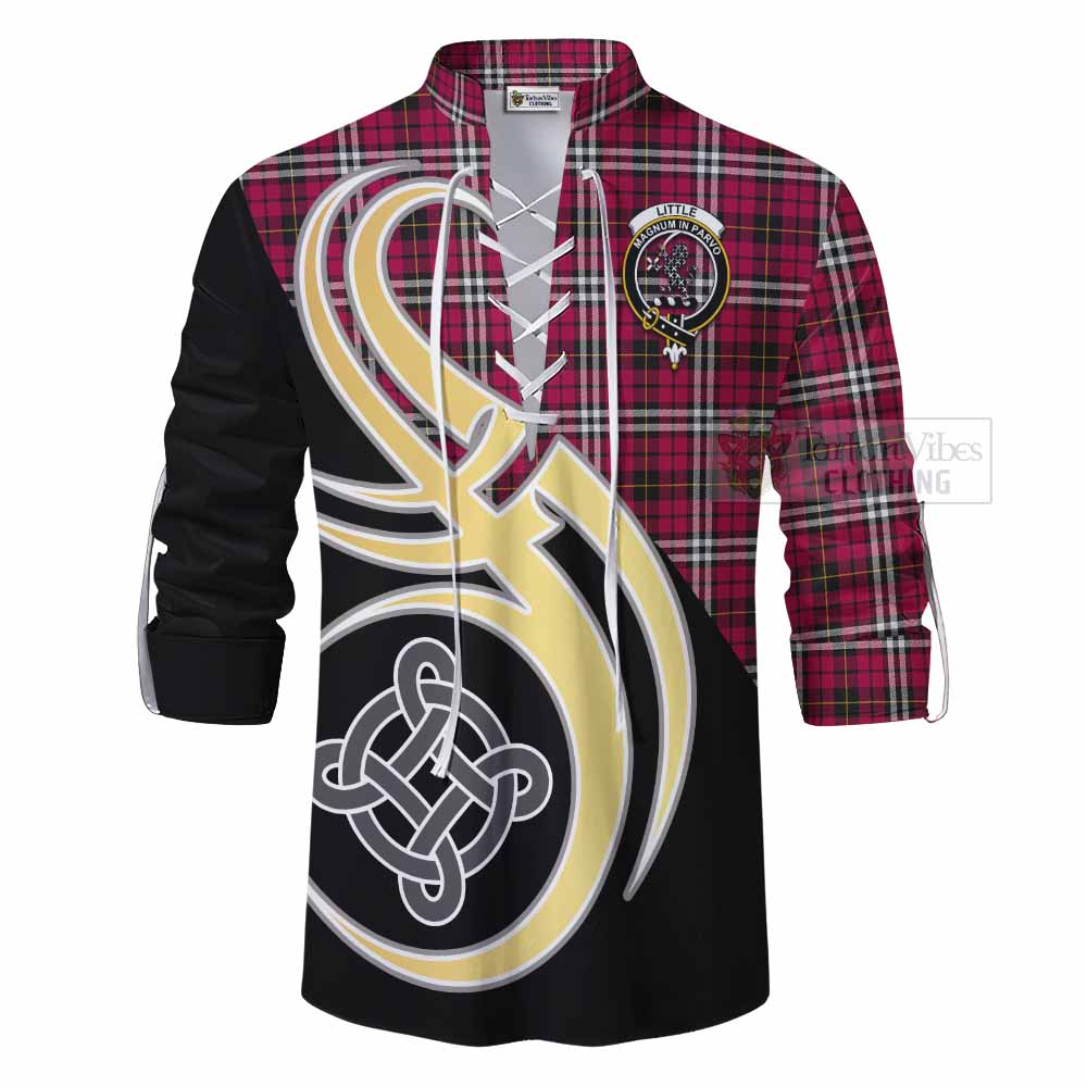 Tartan Vibes Clothing Little Tartan Ghillie Kilt Shirt with Family Crest and Celtic Symbol Style