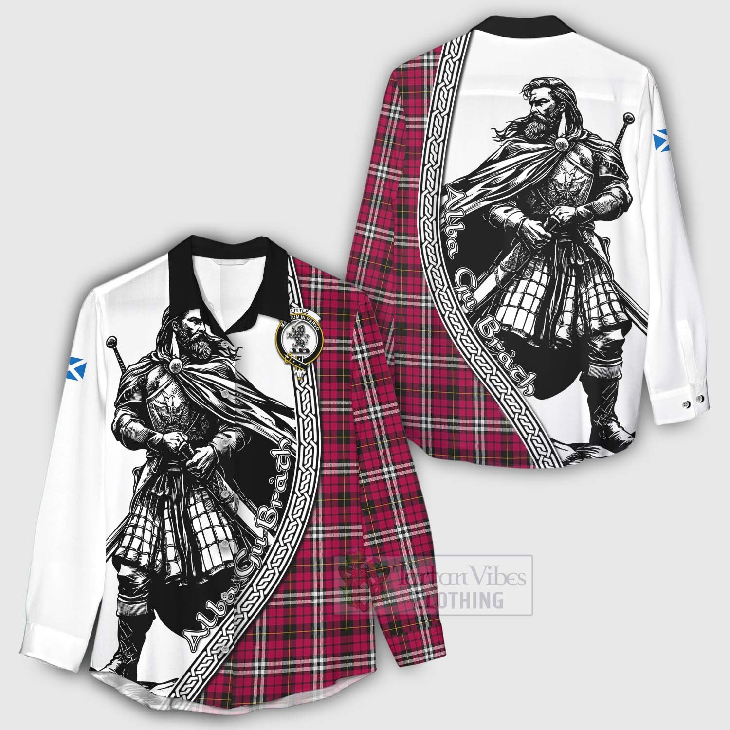 Tartan Vibes Clothing Little Tartan Clan Crest Women's Casual Shirt with Highlander Warrior Celtic Style
