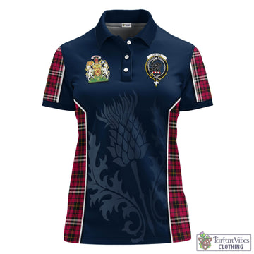 Little Tartan Women's Polo Shirt with Family Crest and Scottish Thistle Vibes Sport Style