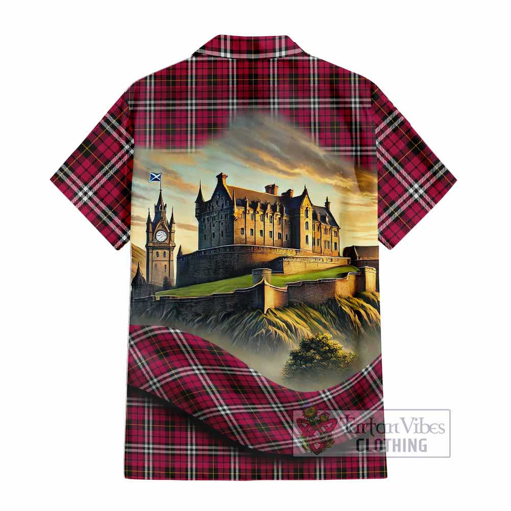Tartan Vibes Clothing Little Tartan Family Crest Short Sleeve Button Shirt with Scottish Ancient Castle Style