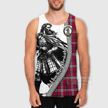 Little Tartan Clan Crest Men's Tank Top with Highlander Warrior Celtic Style