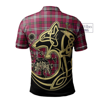 Little Tartan Polo Shirt with Family Crest Celtic Wolf Style - Tartanvibesclothing Shop