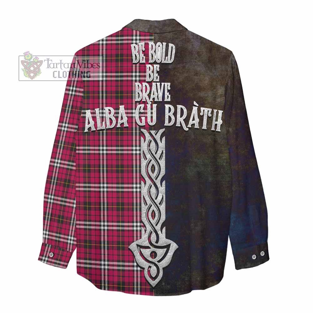 Tartan Vibes Clothing Little Tartan Family Crest Women's Casual Shirt Alba Gu Brath Be Brave Lion Ancient Style