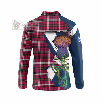 Tartan Vibes Clothing Little Tartan Family Crest Long Sleeve Polo Shirt Scottish Thistle Celtic Inspired