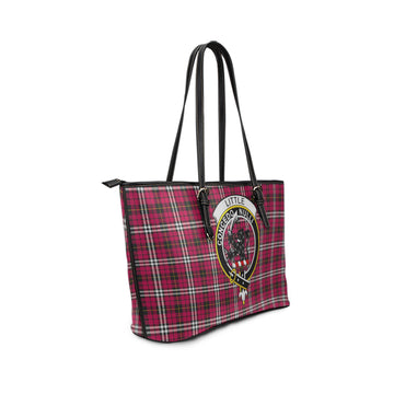Little Tartan Leather Tote Bag with Family Crest