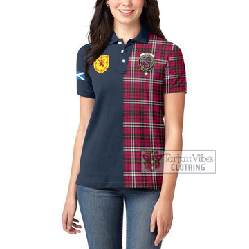 Little Tartan Women's Polo Shirt Alba with Scottish Lion Royal Arm Half Style