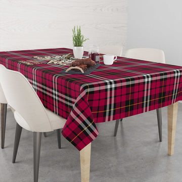 Little Tartan Tablecloth with Clan Crest and the Golden Sword of Courageous Legacy