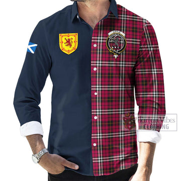 Little Tartan Long Sleeve Button Shirt Alba with Scottish Lion Royal Arm Half Style