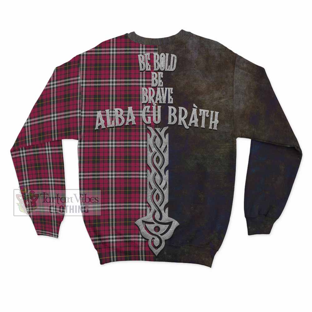 Tartan Vibes Clothing Little Tartan Family Crest Sweatshirt Alba Gu Brath Be Brave Lion Ancient Style