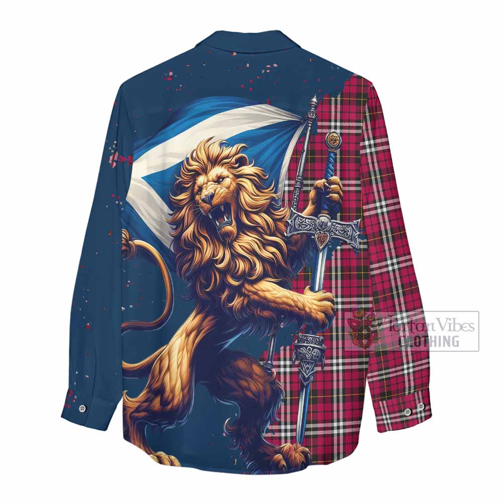 Tartan Vibes Clothing Little Tartan Family Crest Women's Casual Shirt with Scottish Majestic Lion