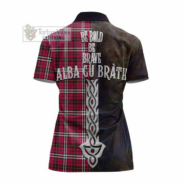 Little Tartan Family Crest Women's Polo Shirt Alba Gu Brath Be Brave Lion Ancient Style