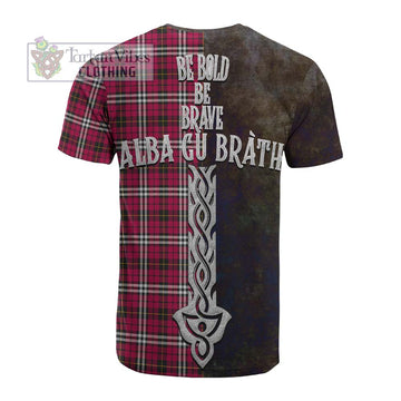 Little Tartan Family Crest Cotton T-shirt Alba Gu Brath Be Brave Lion Ancient Style
