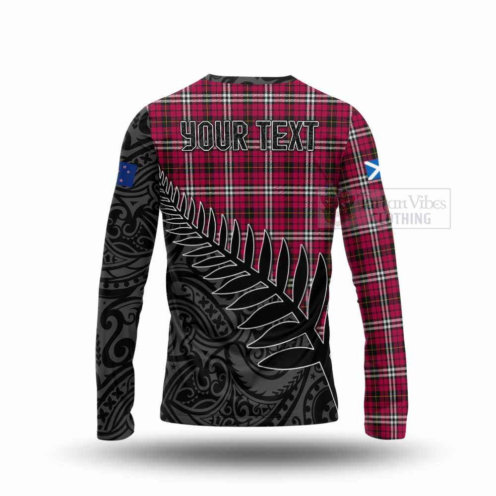 Tartan Vibes Clothing Little Crest Tartan Long Sleeve T-Shirt with New Zealand Silver Fern Half Style