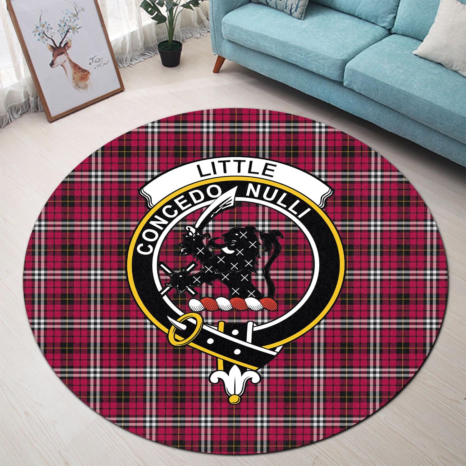 little-tartan-round-rug-with-family-crest