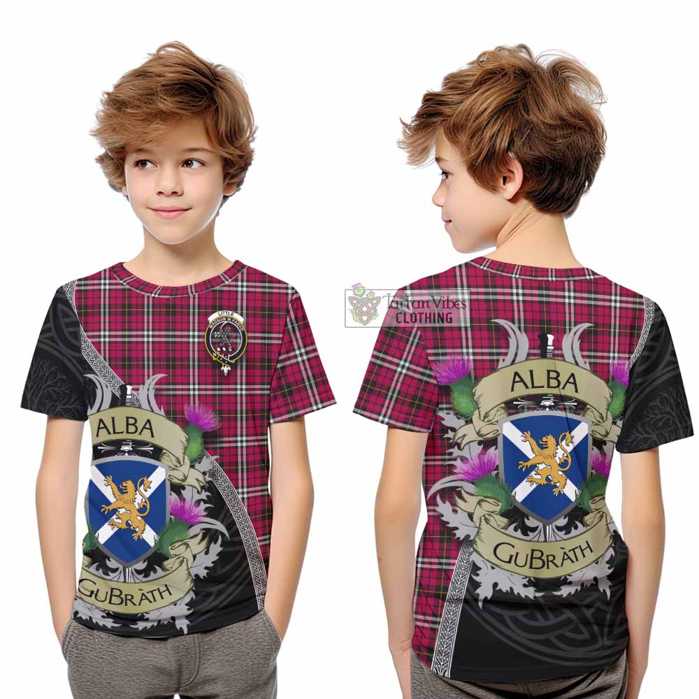 Tartan Vibes Clothing Little Tartan Family Crest Kid T-Shirt Lion Rampant Royal Thistle Shield Celtic Inspired