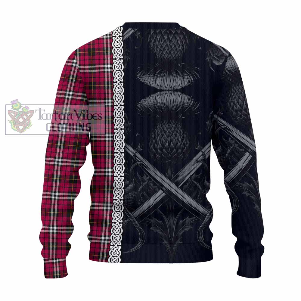 Tartan Vibes Clothing Little Tartan Knitted Sweater with Family Crest Cross Sword Thistle Celtic Vibes