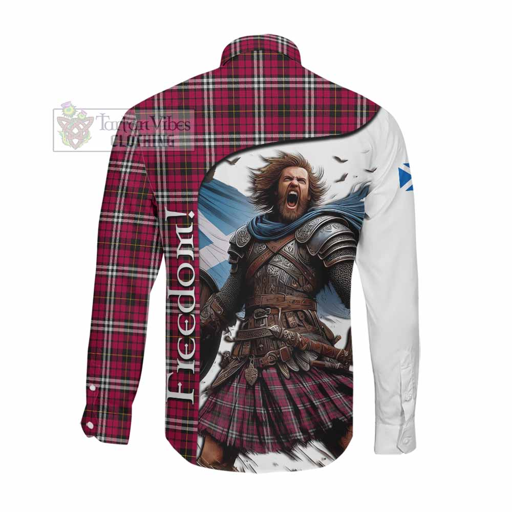 Tartan Vibes Clothing Little Crest Tartan Long Sleeve Button Shirt Inspired by the Freedom of Scottish Warrior