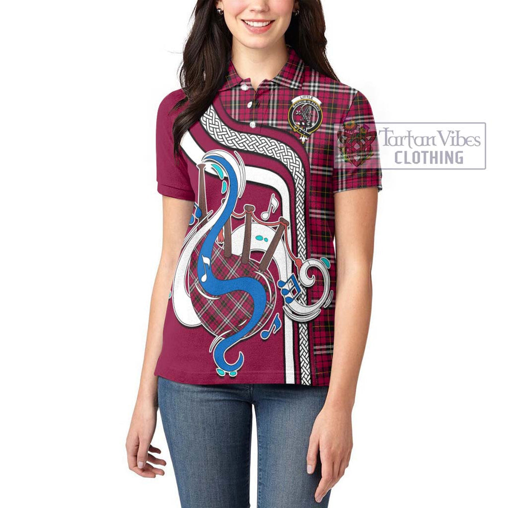 Little Tartan Women's Polo Shirt with Epic Bagpipe Style - Tartanvibesclothing Shop