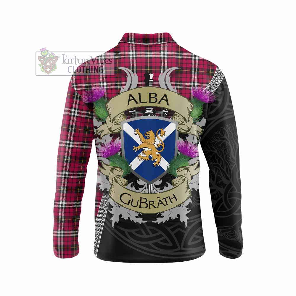 Tartan Vibes Clothing Little Tartan Family Crest Long Sleeve Polo Shirt Lion Rampant Royal Thistle Shield Celtic Inspired