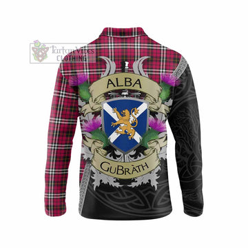 Tartan Vibes Clothing Little Tartan Family Crest Long Sleeve Polo Shirt Lion Rampant Royal Thistle Shield Celtic Inspired
