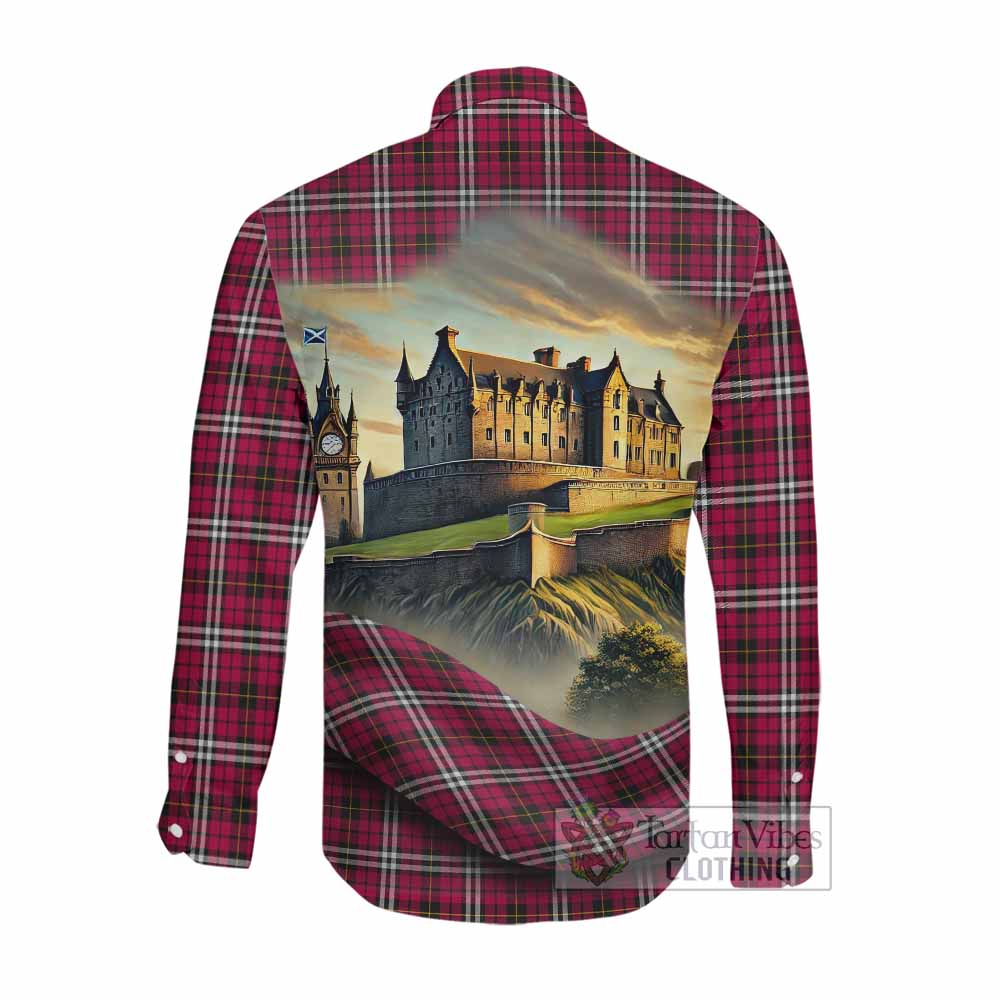 Tartan Vibes Clothing Little Tartan Family Crest Long Sleeve Button Shirt with Scottish Ancient Castle Style