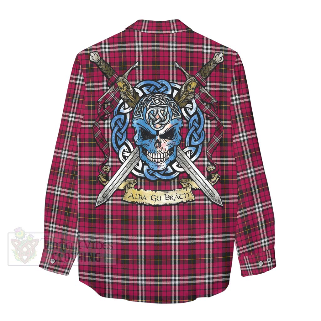 Tartan Vibes Clothing Little Tartan Women's Casual Shirt with Family Crest Celtic Skull Style