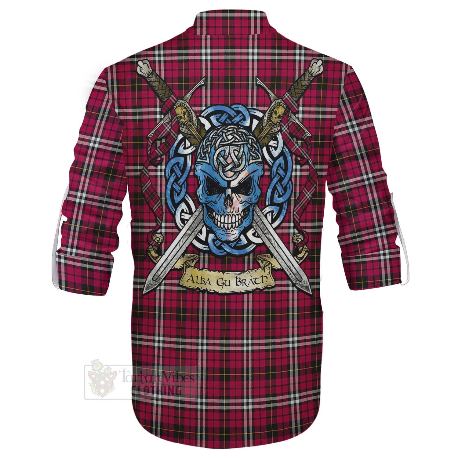 Tartan Vibes Clothing Little Tartan Ghillie Kilt Shirt with Family Crest Celtic Skull Style