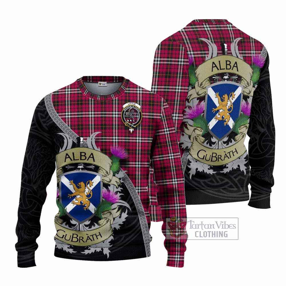 Tartan Vibes Clothing Little Tartan Family Crest Knitted Sweater Lion Rampant Royal Thistle Shield Celtic Inspired