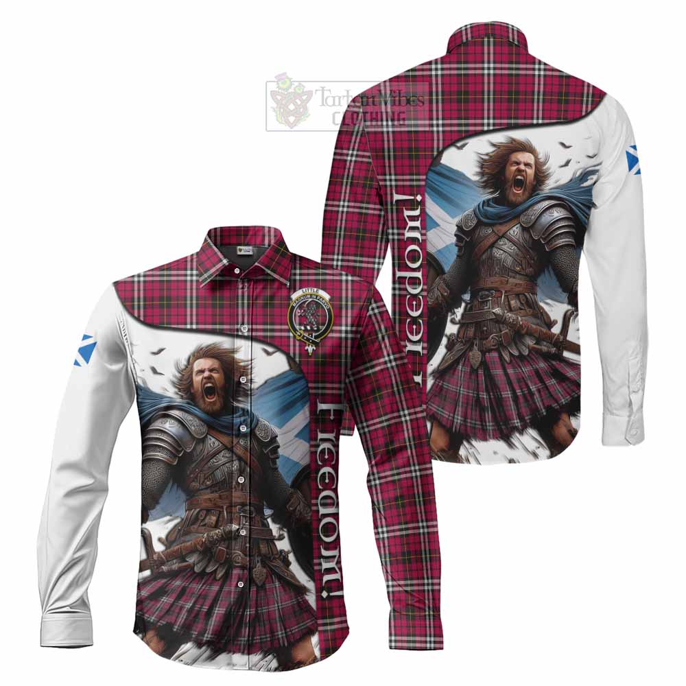 Tartan Vibes Clothing Little Crest Tartan Long Sleeve Button Shirt Inspired by the Freedom of Scottish Warrior