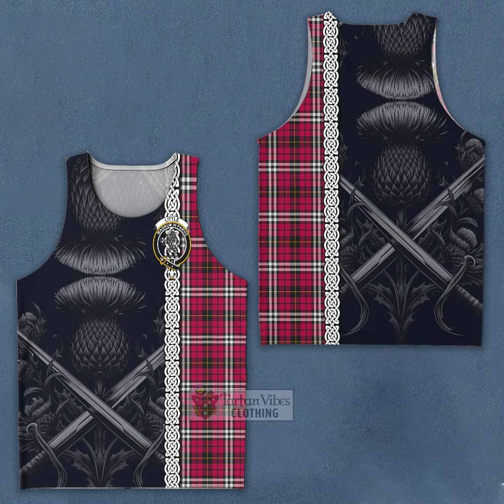 Tartan Vibes Clothing Little Tartan Men's Tank Top with Family Crest Cross Sword Thistle Celtic Vibes