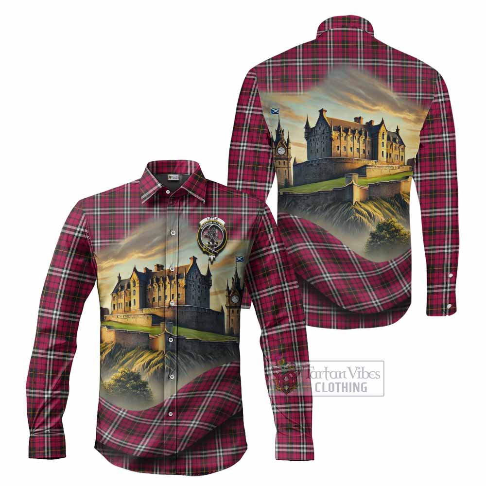 Tartan Vibes Clothing Little Tartan Family Crest Long Sleeve Button Shirt with Scottish Ancient Castle Style