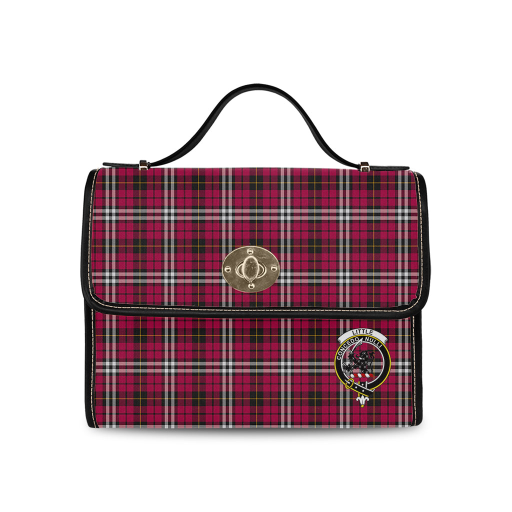 little-tartan-leather-strap-waterproof-canvas-bag-with-family-crest