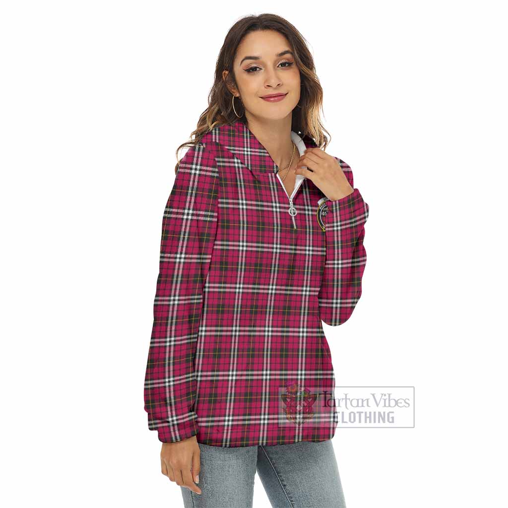 Tartan Vibes Clothing Little Tartan Crest Women's Borg  Half Zip Fleece Hoodie
