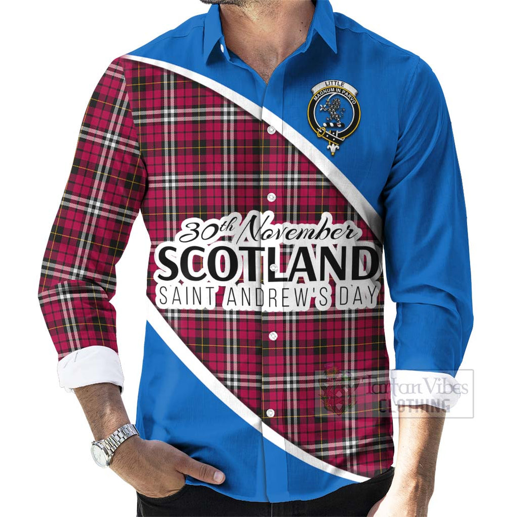 Tartan Vibes Clothing Little Family Crest Tartan Long Sleeve Button Shirt Celebrate Saint Andrew's Day in Style