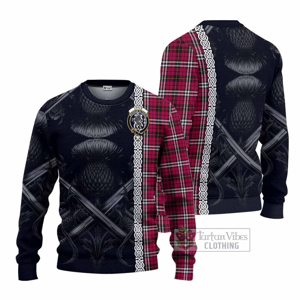 Tartan Vibes Clothing Little Tartan Knitted Sweater with Family Crest Cross Sword Thistle Celtic Vibes
