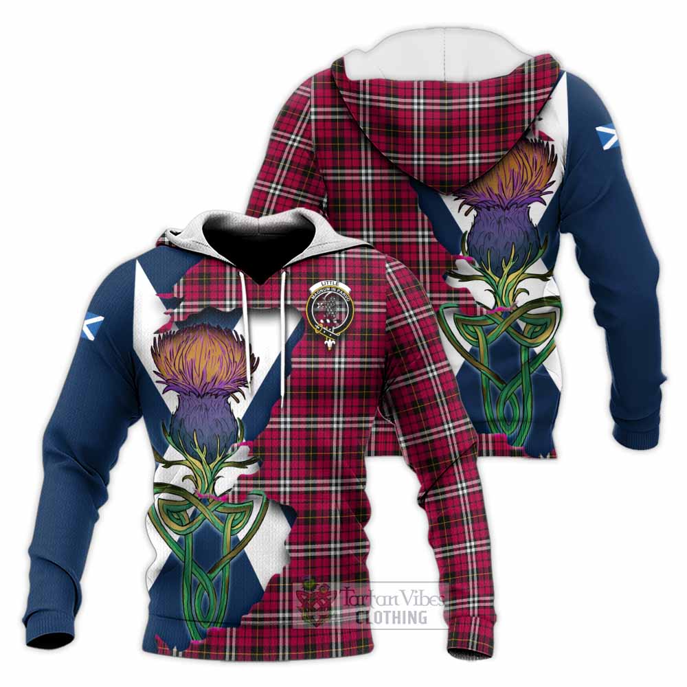 Tartan Vibes Clothing Little Tartan Family Crest Knitted Hoodie Scottish Thistle Celtic Inspired