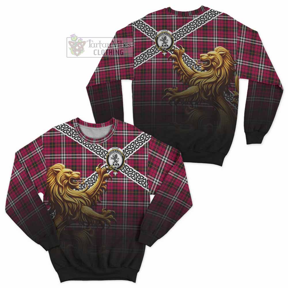 Tartan Vibes Clothing Little Crest Tartan Sweatshirt with Golden Lion Emblem Celtic Style