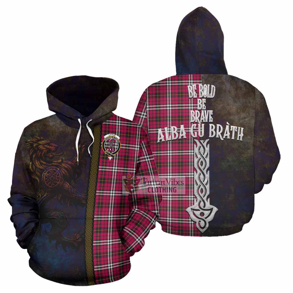Tartan Vibes Clothing Little Tartan Family Crest Hoodie Alba Gu Brath Be Brave Lion Ancient Style