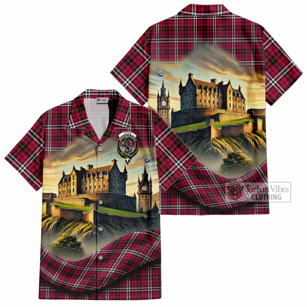 Tartan Vibes Clothing Little Tartan Family Crest Short Sleeve Button Shirt with Scottish Ancient Castle Style