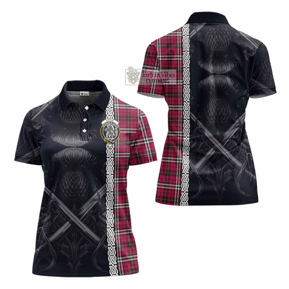 Tartan Vibes Clothing Little Tartan Women's Polo Shirt with Family Crest Cross Sword Thistle Celtic Vibes