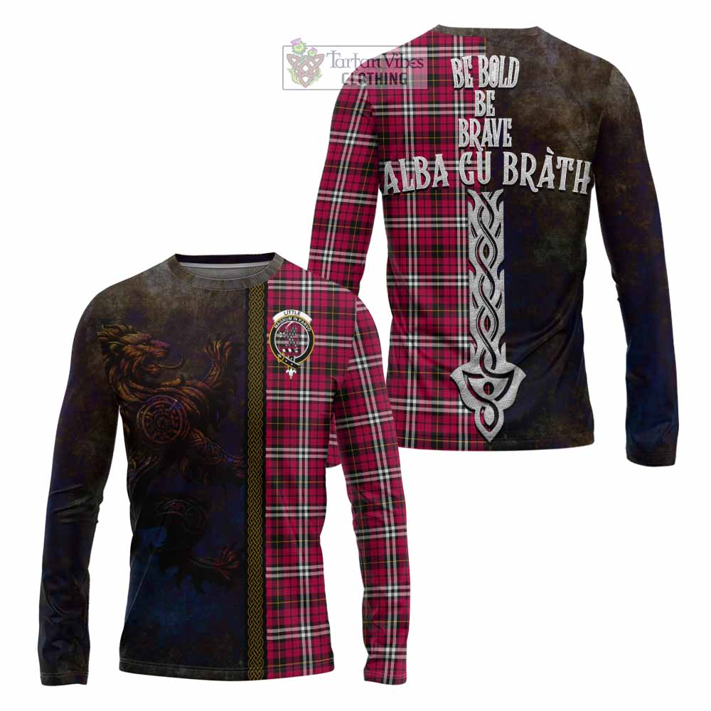 Tartan Vibes Clothing Little Tartan Family Crest Long Sleeve T-Shirt Alba Gu Brath Be Brave Lion Ancient Style