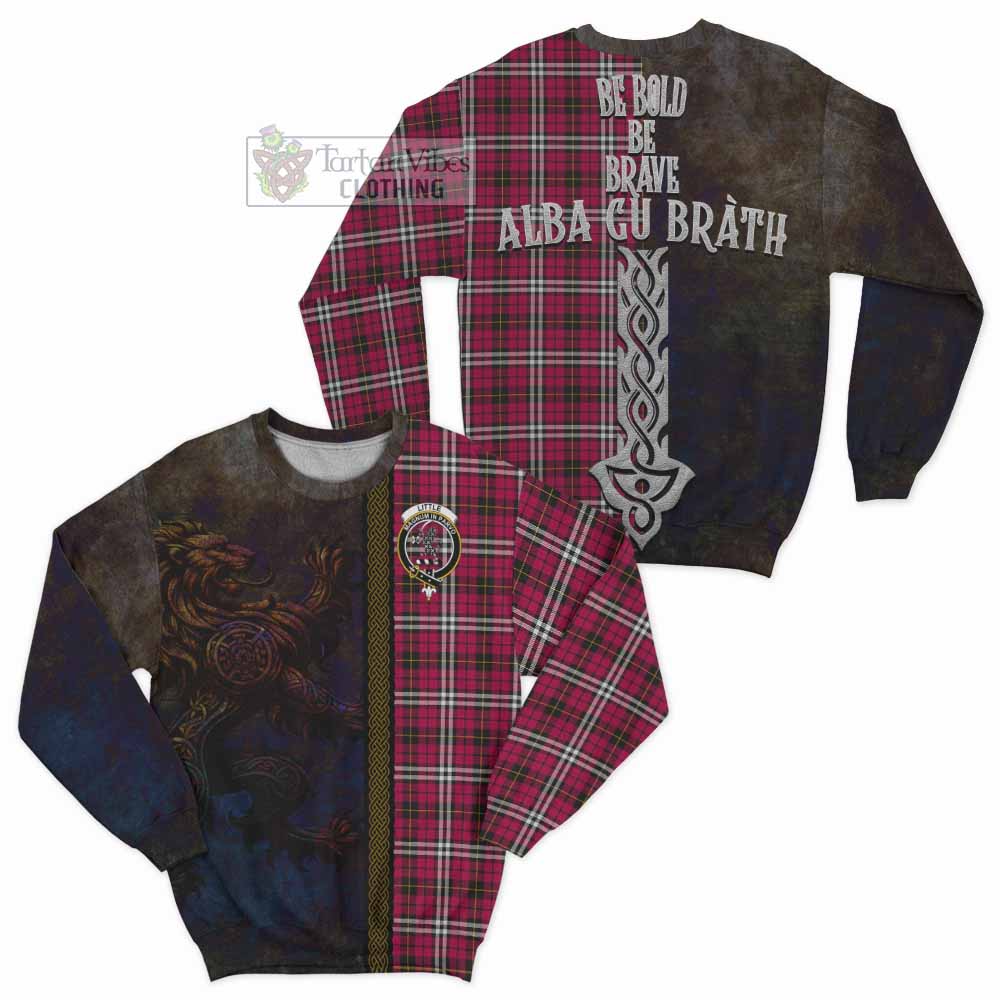 Tartan Vibes Clothing Little Tartan Family Crest Sweatshirt Alba Gu Brath Be Brave Lion Ancient Style
