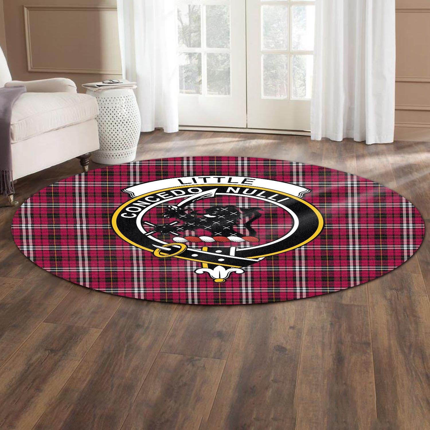 little-tartan-round-rug-with-family-crest