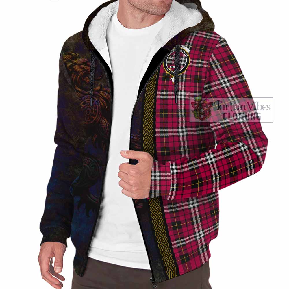 Tartan Vibes Clothing Little Tartan Family Crest Sherpa Hoodie Alba Gu Brath Be Brave Lion Ancient Style