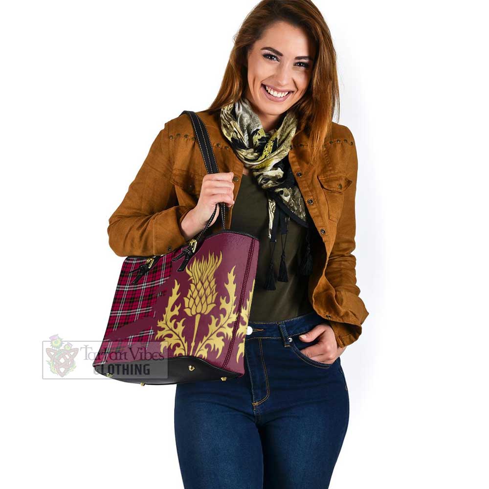 Tartan Vibes Clothing Little Tartan Leather Tote Bag Gold Thistle Style