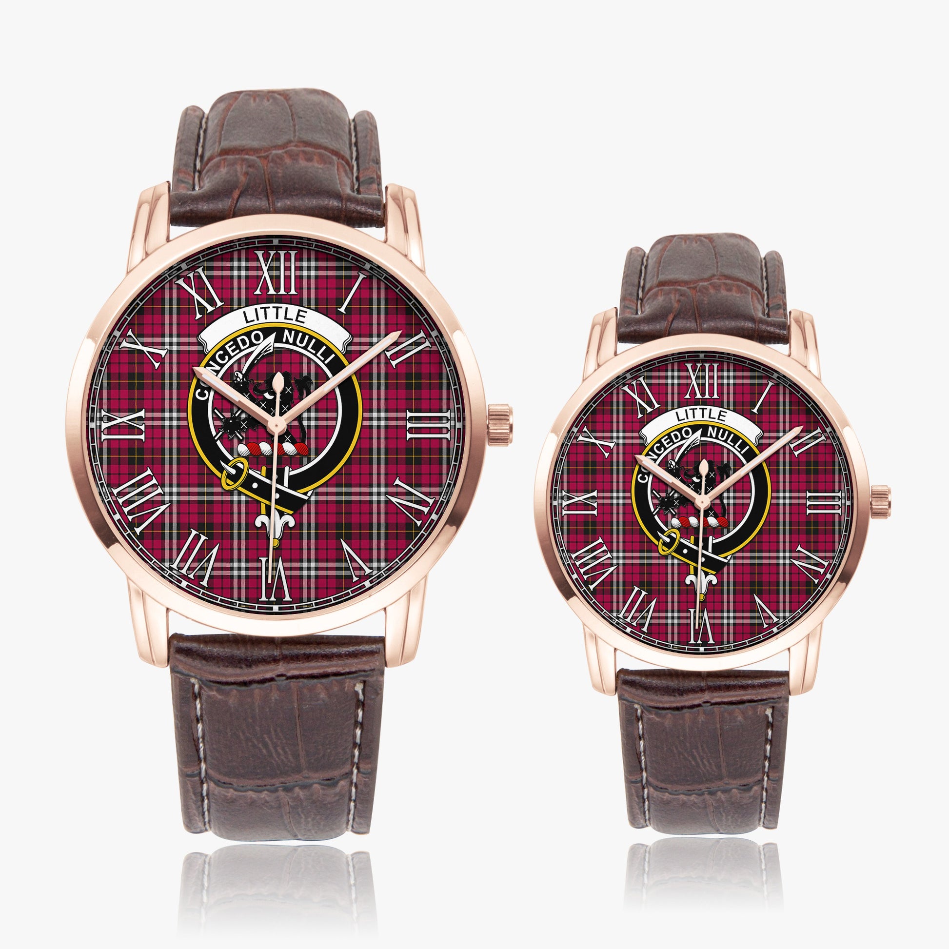 Little Tartan Family Crest Leather Strap Quartz Watch - Tartanvibesclothing