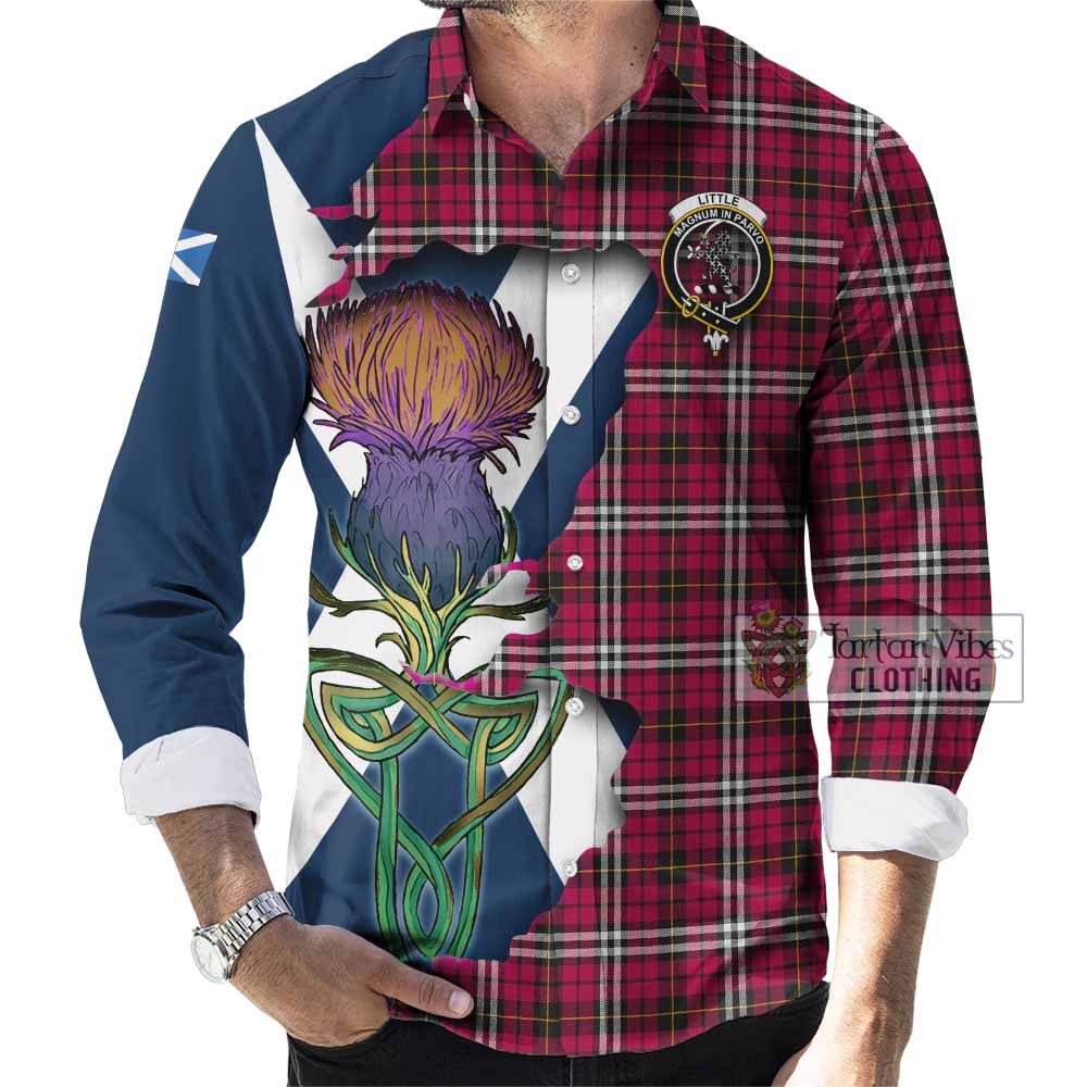 Tartan Vibes Clothing Little Tartan Family Crest Long Sleeve Button Shirt Scottish Thistle Celtic Inspired