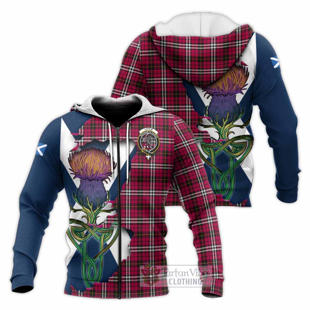 Tartan Vibes Clothing Little Tartan Family Crest Knitted Hoodie Scottish Thistle Celtic Inspired
