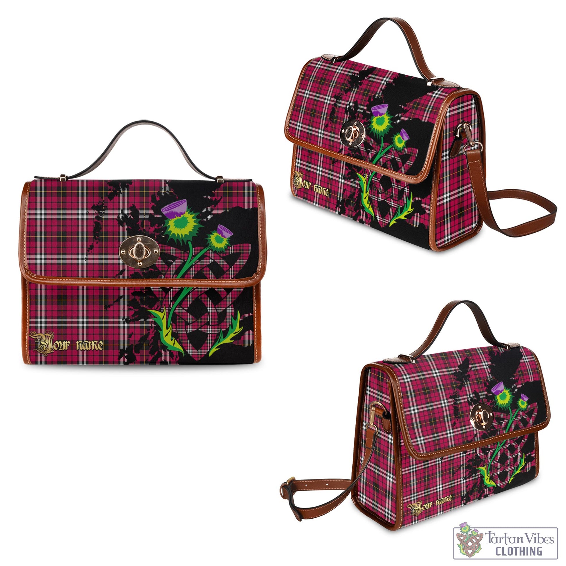 Tartan Vibes Clothing Little Tartan Waterproof Canvas Bag with Scotland Map and Thistle Celtic Accents