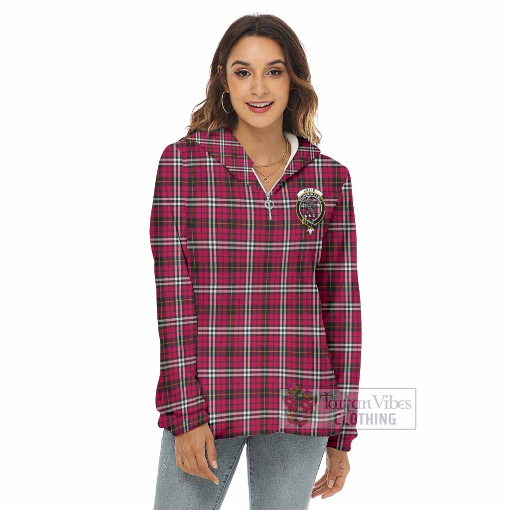 Tartan Vibes Clothing Little Tartan Crest Women's Borg  Half Zip Fleece Hoodie